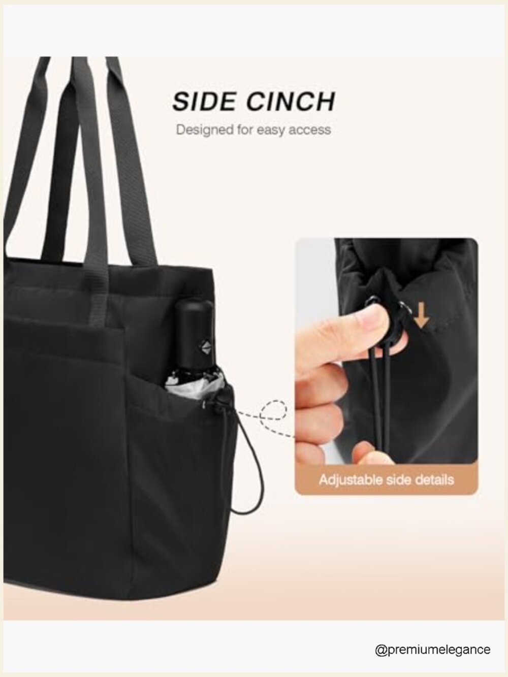 Large Lightweight Tote Bag with Zipper Travel Work Gym Handbag - Picture 6 of 7